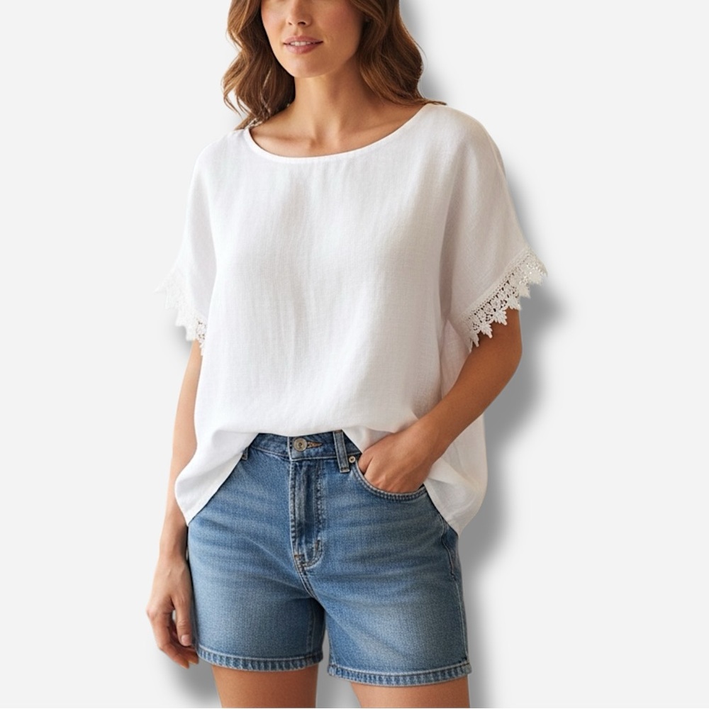 🌸New🌸 Terzo Millennio Short Sleeve Linen Top S